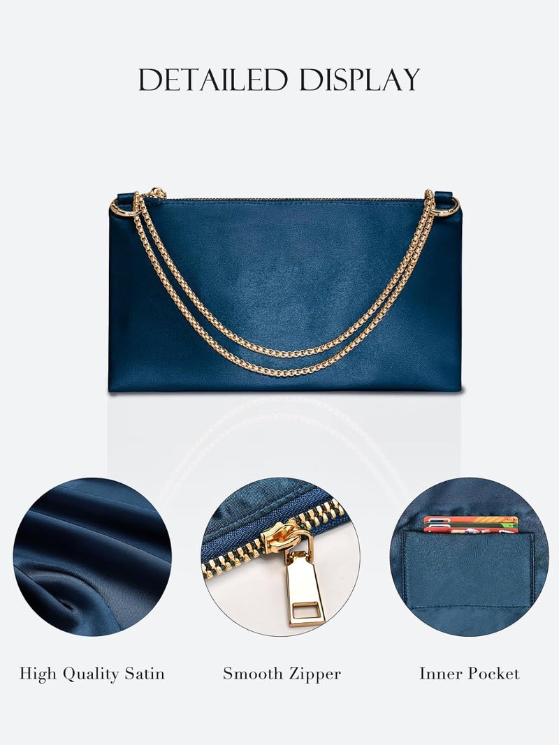 oscaurt Women's Evening Handbag Satin Shoulder Bag Purse for Prom Engagement Cocktail Party Wedding - Image 3